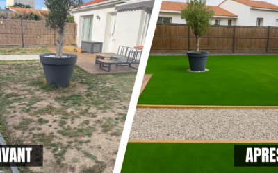 Avant / Après : transformation d’un jardin avec pose de gazon synthétique